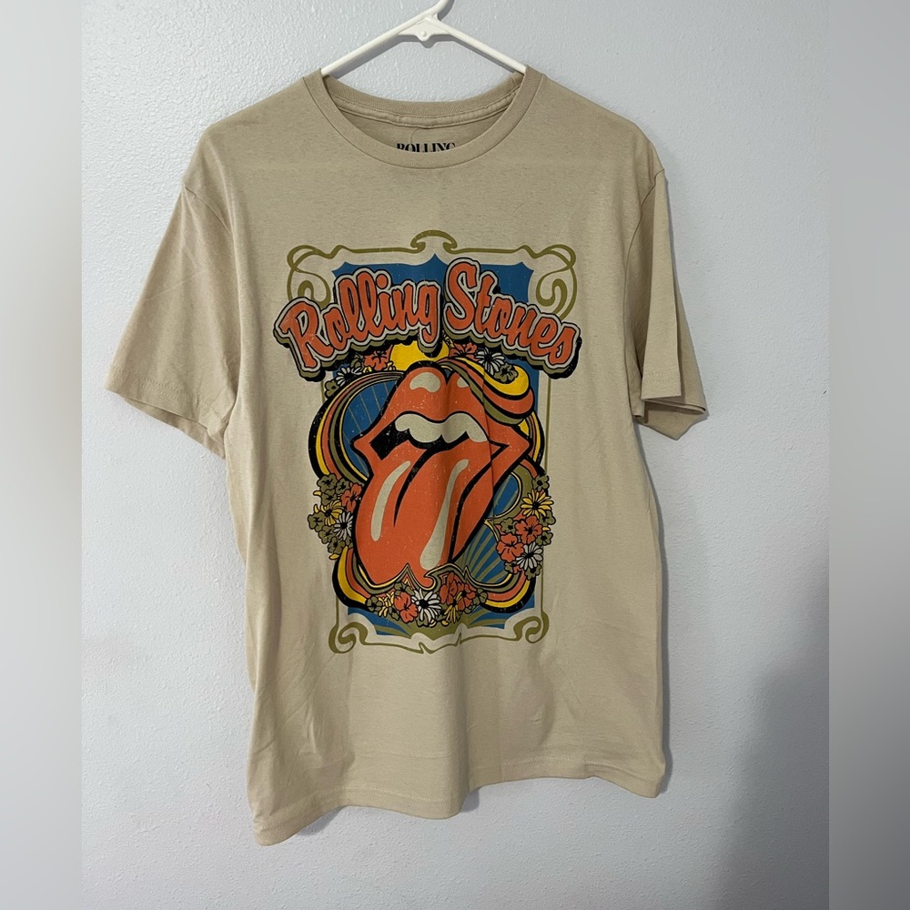 Tan Rolling Stones Shirt- Size Medium